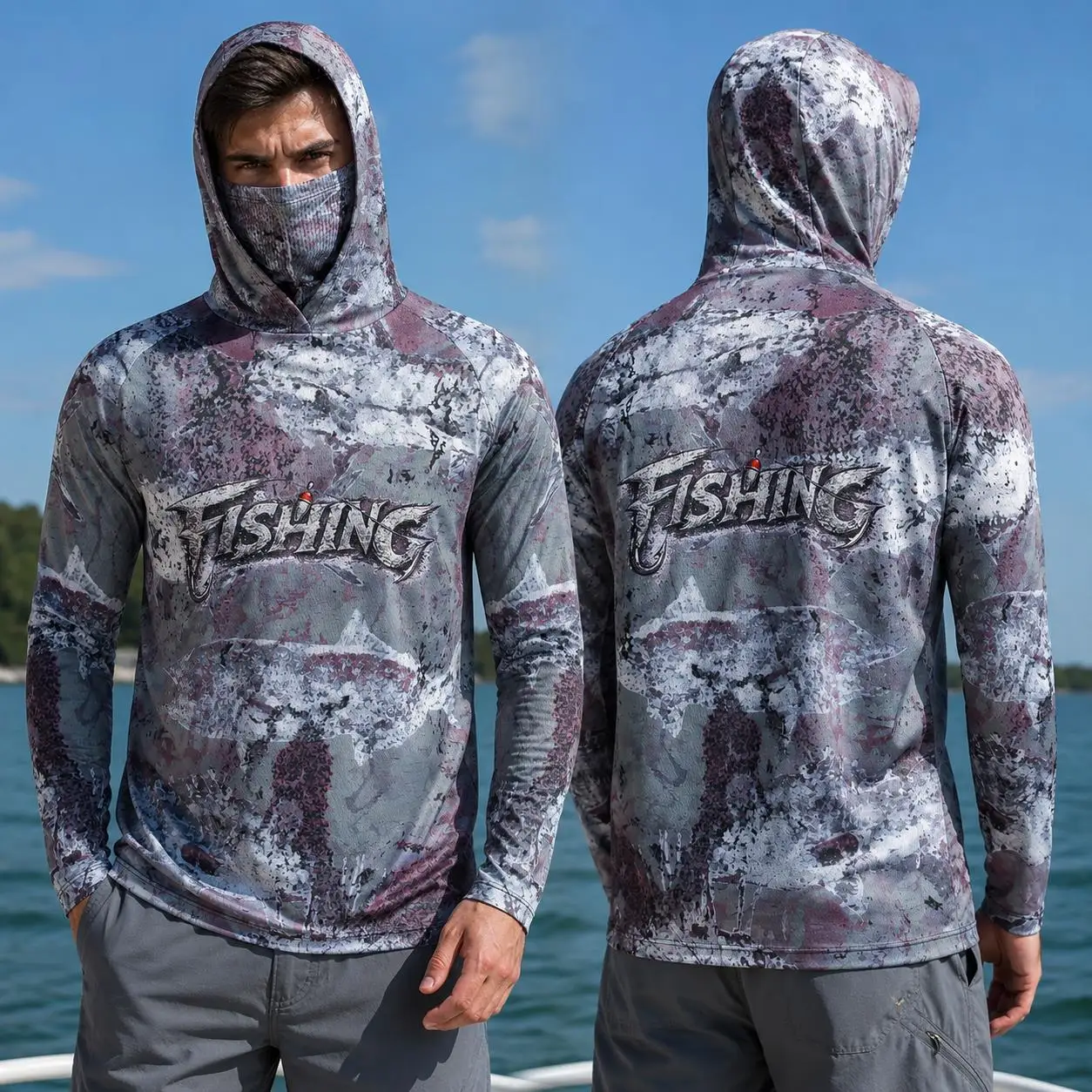 Fishing Mask Sun Protection - Camisa de pesca com capuz para