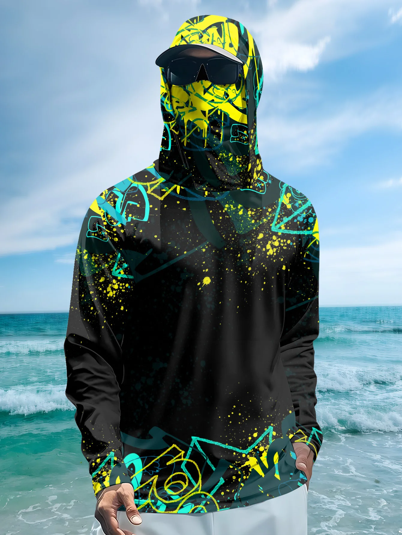 Camisola de pesca com capuz e  - Fishing Mask Sun Protection avaliação e preço